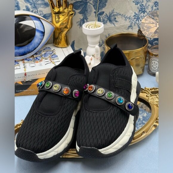 🆕 KURT GEIGER LONDON 🧿 NWOB London Knit Jewel Sneakers, Black Sz EU40 US 9 - Picture 14 of 15